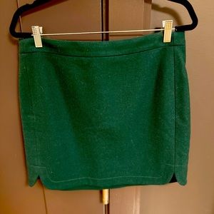 J.Crew Factory Emerald Green Wool Mini Skirt with Shirttail Hem